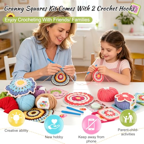 Image of Katech Crochet Kit for Beginners, 50 Pattern Granny Square Crochet Kits for Adults Beginner Learn to Crochets w /Video Tuturials, Knitting Kit w /1378yds Yarn for Crocheting Blanket or Shawl