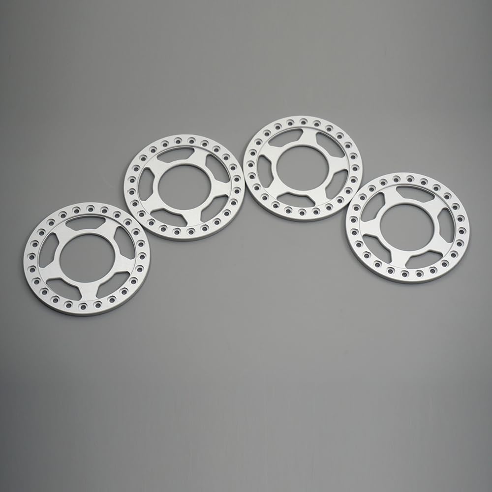 RCLIONS Aluminum RC Beadlock Wheel Rim Replacement Ring for 1:10 Crawler RC Car 1.9" Wheels/Rims-Pack of 4pcs (Matte-Silver)