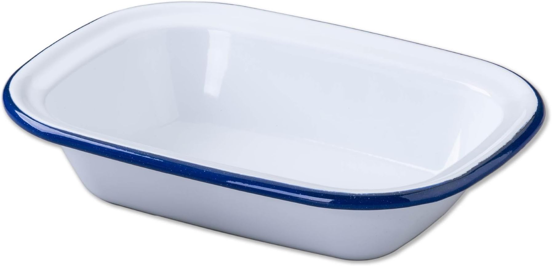 Zenker Enamel Large Oblong Pie Dish, Vintage Design, Suitable for Oven and Stove, Dishwasher Safe, Oven Tray, Enamel Cookware; Traditional Pie Tin, 26x19.5x6cm, White & Blue