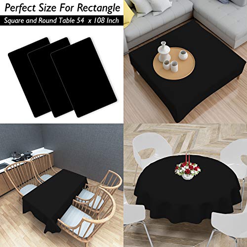 Image of 3 Pack Plastic Black Tablecloths for Rectangle Tables,Halloween Tablecloth