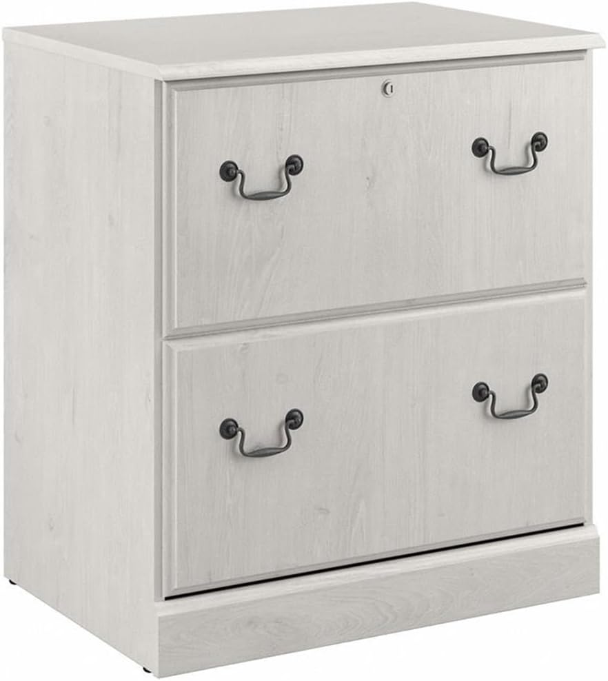 Bush Furniture Saratoga 2 Drawer Lateral File Cabinet in Linen White Oak