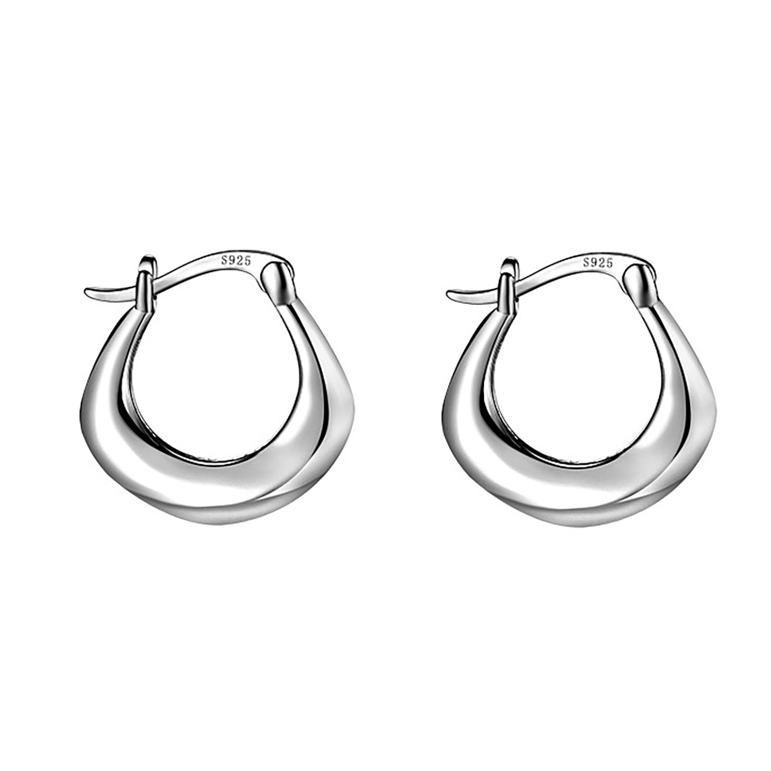 Reffeer925 Sterling Silver Chunky Hoop Earrings for Women Teen Girls Thick Hoop Earrings Minimalist Huggie Earrings Hypoallergenic