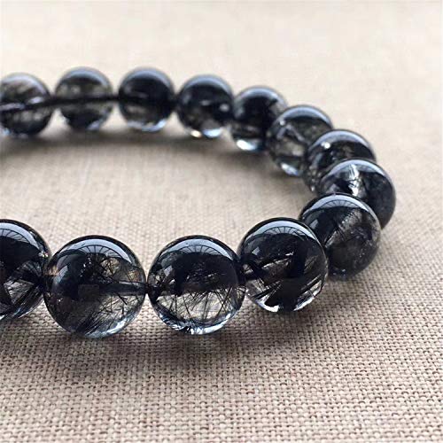 11Mm Certificate Natural Black Rutilated Quartz Crystal Clear Round Beads Women Men Bracelet Aaaaa #TOP2
