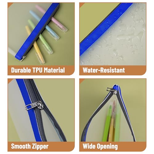 Image of Mr. Pen- Clear Pencil Pouch, 9 inch x 6.88 inch, 3 Pack, Durable TPU Material | Large Water-Resistant Pencil Bags with Smooth Zipper, Multipurpose Clear Pouch for Stationery, School, Office