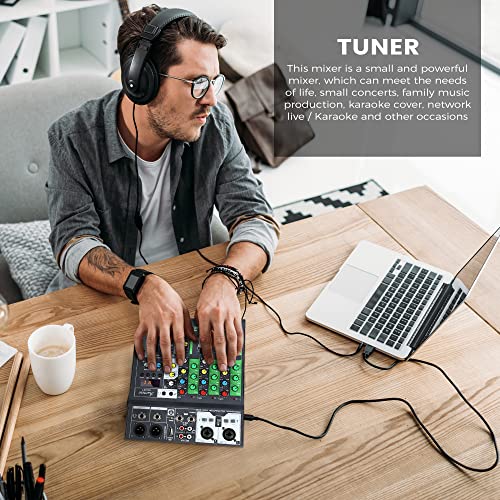 Asmuse Mixeur audio 4 canaux, mini console de mixage portable avec USB, interface sonore numérique portable pour enregistrement/scène/diffusion DJ - Image 3