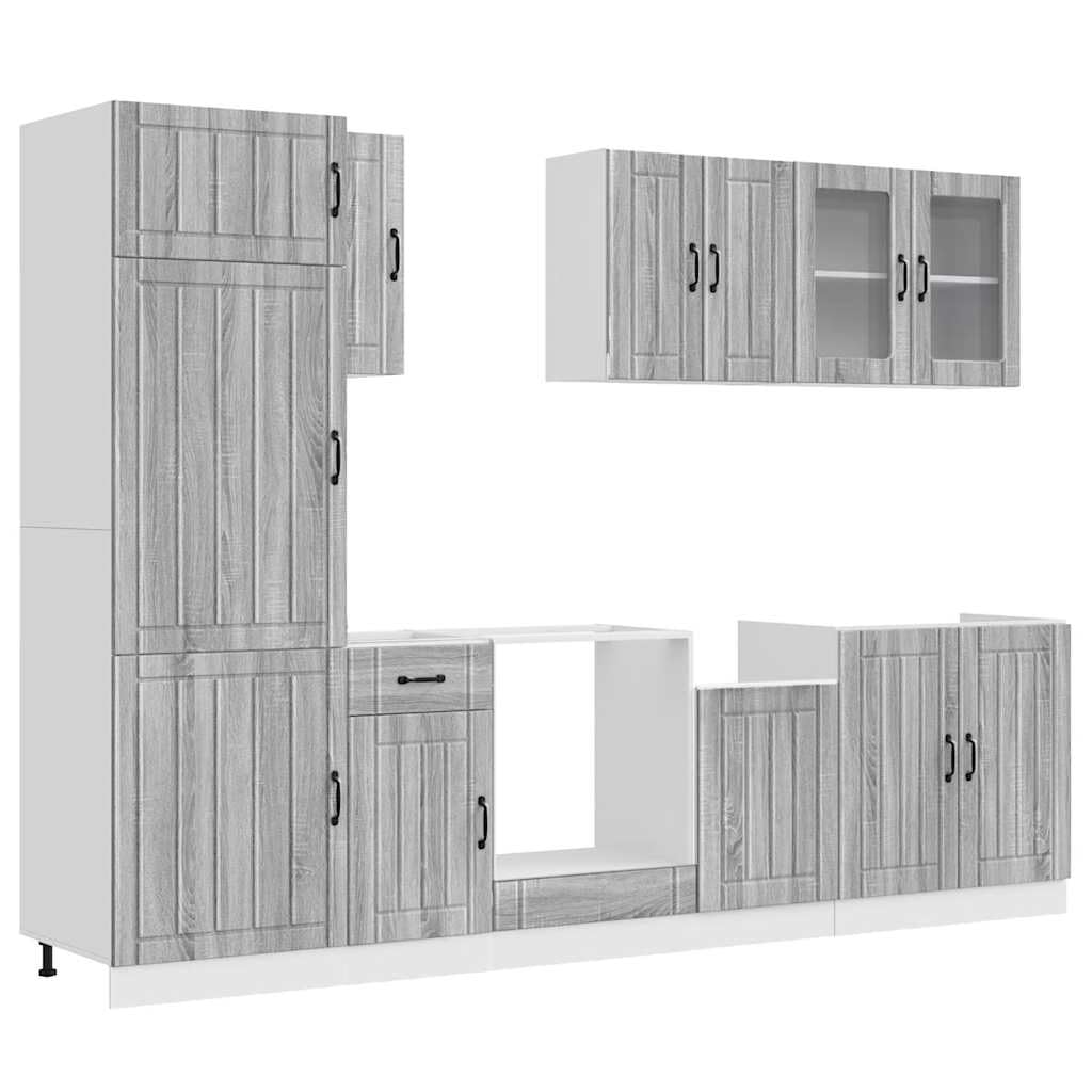 Set Mobili Cucina 8 Pezzi Kalmar Grigio Sonoma in Legno Multistrato