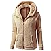 Plüsch Sweatjacke Warm Doppelseitiger Plüsch Fleecejacke Langarm Winterjacke Langarm Fleece Zip Hoodie Kurz Casual Hooded Decke Sweatshirt Gemütlich Teddy-Fleece Kapuzenpullover mit Tasche Outwear