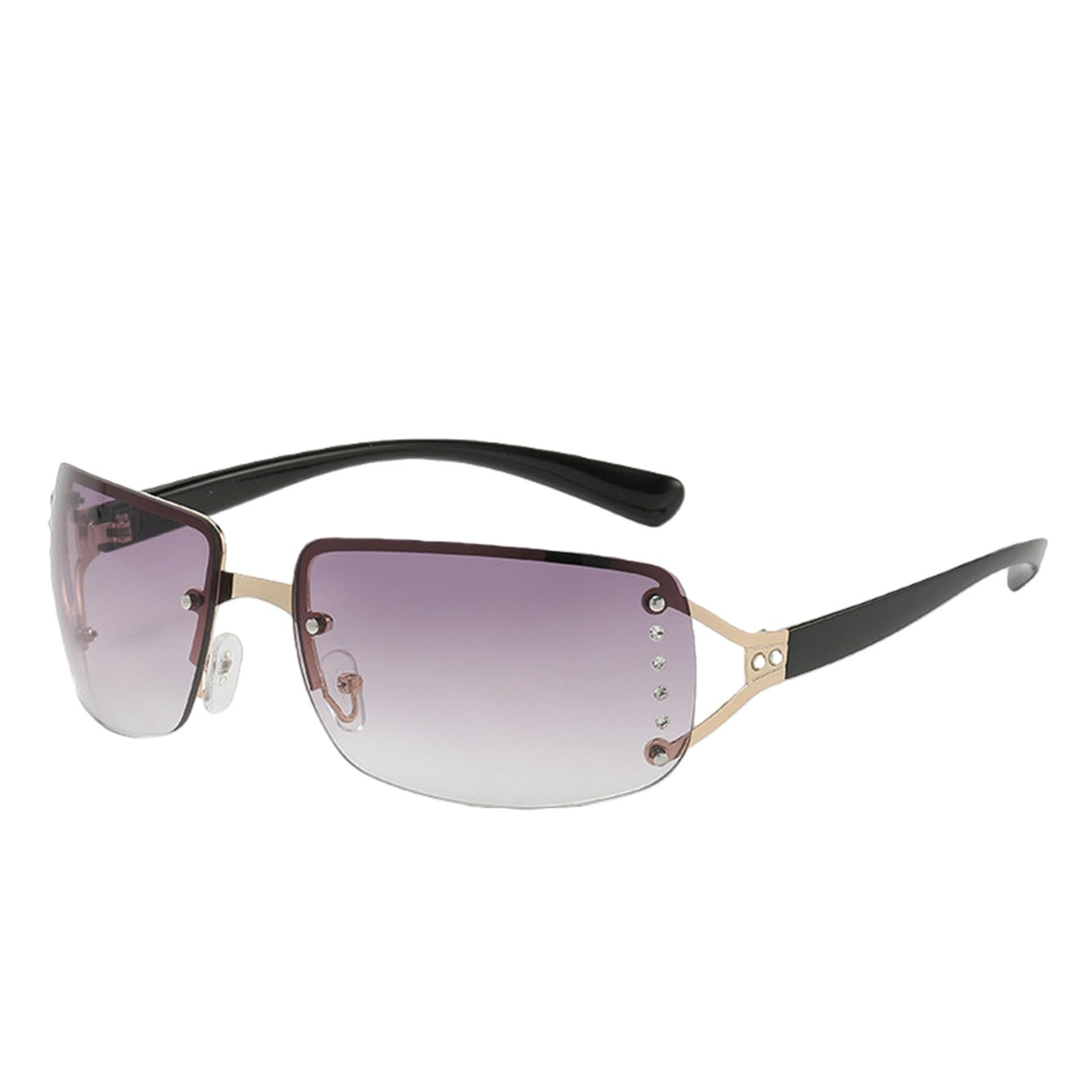 Gyios Sunglasses Mens Rimless Women's Sunglasses-black-gold Frame With Gradient Purple Lenses