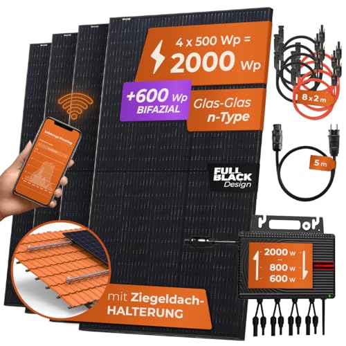 Solarway® Balkonkraftwerk 2000W - Neuester Wechselrichter - Ideal für kleine Höfe - Schnell installierbar - 500W Solare 