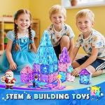 Diamond Blocs de construction magnétique pour les enfants - Princess Castle Magnetic Tiles Jouets pour 3-8 ans & Hommes - 3 4 5 6 Année Vieille fille Anniversaire Noël Cadeaux - STEM Jouets éducatifs pour le jeu créatif