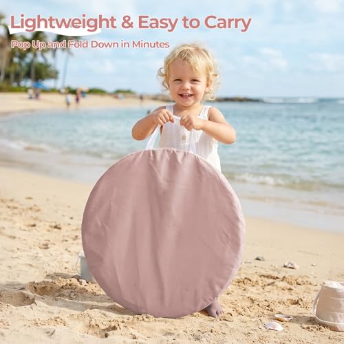 Image of Monobeach Baby Beach Tent with Pool: Brown Pop Up Sun Shade Tent for Toddler, UV Protection Portable Outdoor Shelter, Foldable Camping Canopy for Beach, Backyard & Travel