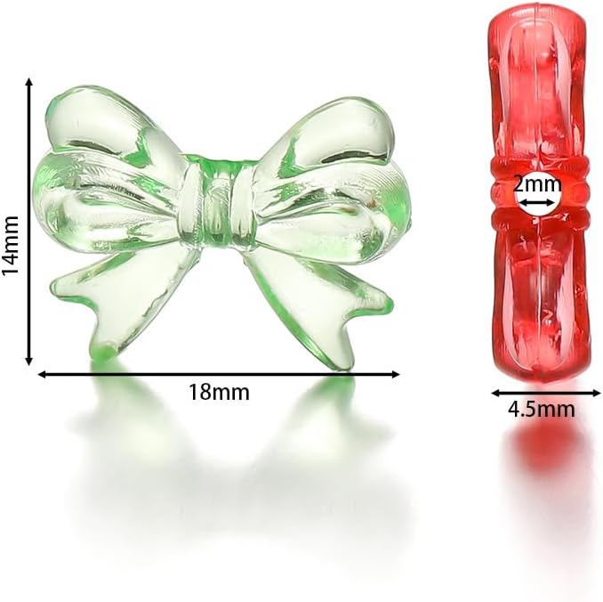 200pcs Colorful Bow Beads 18 x 14 mm 3D Cute Acrylic Beadable Bowknot Aesthetic Charms Bulk Supplies for Pens Keychain Bracelet Necklace Earring Jewelry Making DIY Crafts, Christmas gift - Image 3