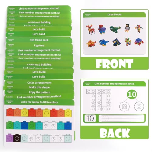 LHOEST Steckwürfel Grundschule 119 Stück Number Blocks Toy Steckwürfel Mathe Rechenwürfel Spiel Activity Kinder Zahlenblock Spielzeug ab 3 4 5 6 7 8 Jahren Montessori Rechenwürfel mit 18 Karte