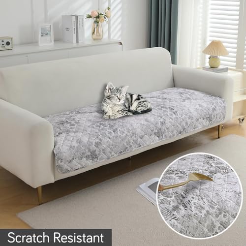 Image of HOKIPO Printed Waterproof + Anti-Slip + Quick Dry Sofa Seat Mats, Abstarct Pale Grey - Length 220cm (NEW-AR-5236-P7)