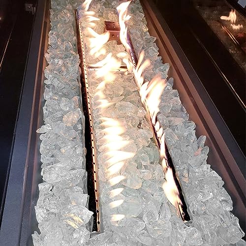 GRISUN 20 Pound Clear Fire Glass for Fire Pit, 1/2 Inch Tempered Glass Rocks for Natural or Propane Fireplace, Safe for Outdoors and Indoors Firepit Glass