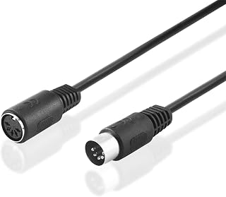 BestPlug 1.5 m Audio Stereo Cable Extension, 5-Pin MIDI Male to 5-Pin MIDI Female Coupling, Black