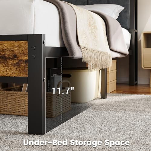 King Size Bed Frame with USB Charging Station, Storage Headboard with Smart LED Lights, Metal Platform Bed Noise Free, No Box Spring Needed, Easy Assembly - Image 6
