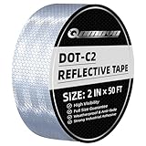 Qomovo White High Visibility DOT-C2 Reflective Tape 2 inch x 50 feet Safety Warning Conspicuity Tape Waterproof Self-Adhesive Tape for Trailer Vehicles Trucks Vans Bikes Cargos Helmets Poles