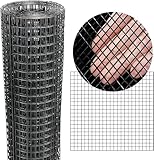 Black Hardware Cloth 12'' x 20' PVC Steel Vinyl Coated 1/4 inch Galvanized Wire Mesh Roll (23 GA) Chicken Wire Fence Roll, for coop Fences,Screen mesh, Rabbit/Snake Fences, Poultry enclosures, etc.
