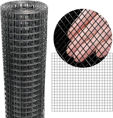 Black Hardware Cloth 12'' x 20' PVC Steel Vinyl Coated 1/4 inch Galvanized Wire Mesh Roll (23 GA) Chicken Wire Fence Roll, for coop Fences,Screen mesh, Rabbit/Snake Fences, Poultry enclosures, etc. by WURJHSONG - Used condition - US$19.03