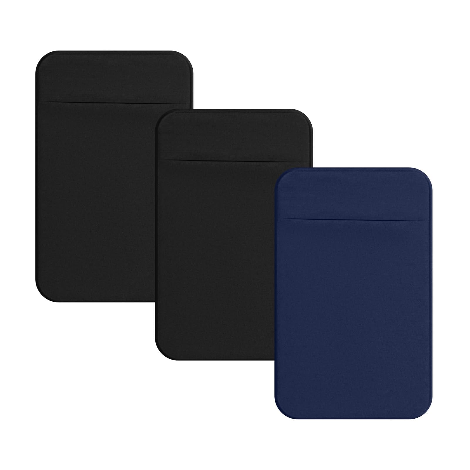 3 PCS Cell Phone Card Holder Stick On, Elasticity Fabric Self Adhesive Phone Wallet for Back of Phone Case for iPhone Android and All Smartphones