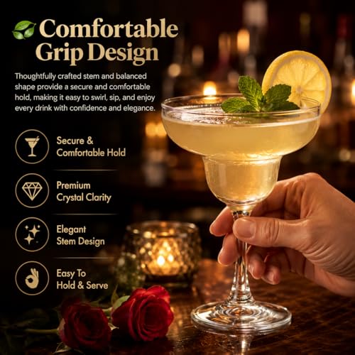 Image of bellemax 210ML Cocktail Glasses | Premium Clear Glass Drinking Glasses | Juice, Mocktail, Cocktail, Water, Soft Drink & Beverage Glass Set | Elegant Barware for Home, Kitchen & Parties (Set of 6)