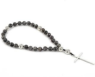 KIKILA Handmade 8mm Anglican Prayer Beads Rosary Natural Stone Beads with Cross Custom Rosary