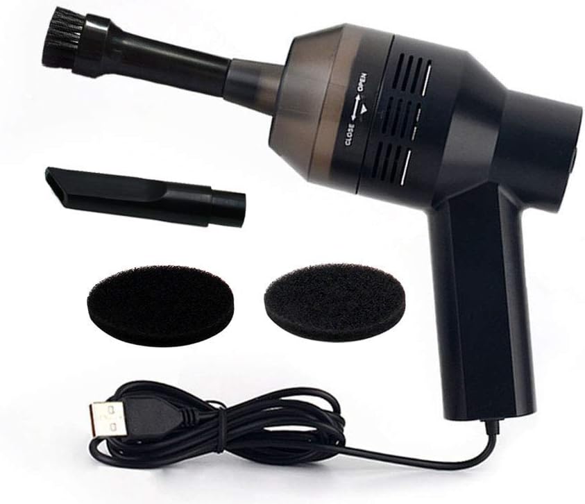 USB Mini Vacuum Cleaner Desktop Dust Cleaner Collection Tool with Brush for Cleaning Keyboard Dust,Bread Crumbs,Paper Scrap,Eraser Crunbs,Cigarette Ash,Car Device,Black