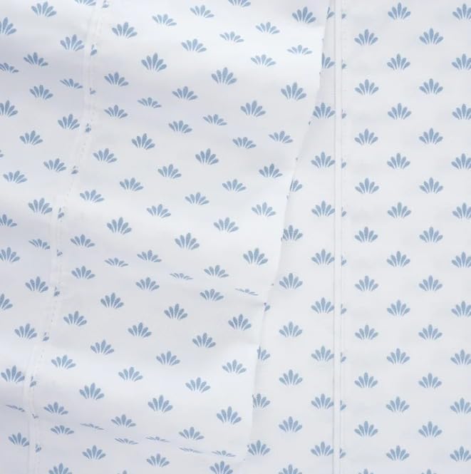 Microfiber 6-Piece Sheet Set 17" Extra Deep | Cool, Crisp, Breathable Bed Sheets - Brushed for Softness | Blue Shell Motif