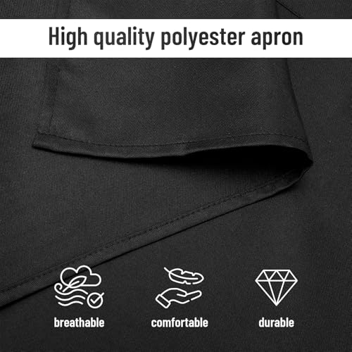 Xialvyu 2 Stück Schürze für Damen Männer, Kochschürze Schwarz Koch Schürze, Unisex Verstellbarem Küchenschürze mit 2 Taschen für Kochen,Hausarbeit,Malen,Backen(Schwarz) – Bild 4
