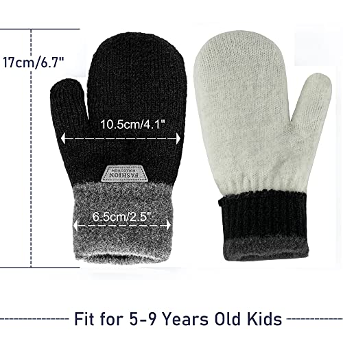Double Layer Warm Knit Mittens for Kids Girls Boys Winter Outdoor Gloves for 5-10 Years2