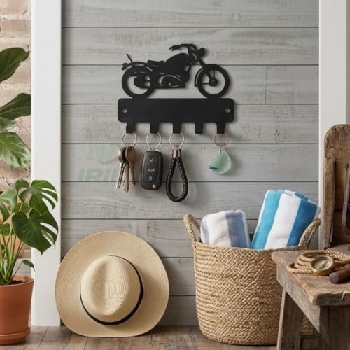 Bike Metal Key Holder for Home Decor Stylish, 5 Hooks Wall Mounte...