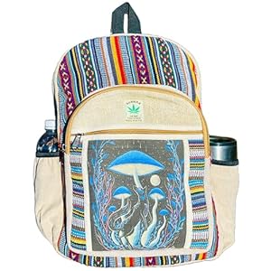 Handmade Unique Design Himalayan Hemp Cotton Backpack 17 IN Large Hippie, Festival, Hiking & Tablet Laptop Backpack Bag – Made In Mt. Everest Country Nepal