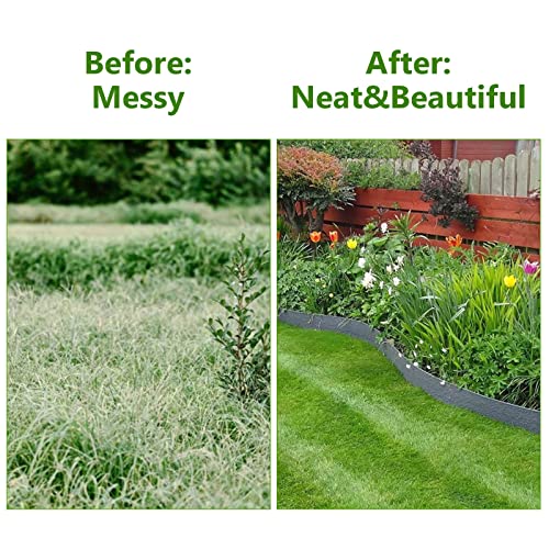 Botabay Landscape Edging, Black Steel Lawn Edging, 8"X40"Inch Steel Landscape Border, Landscape Trim Metal Edging, Black Metal Edging, Hammer-In Steel Garden Edging Border For Garden Courtyard, 4 Pack #TOP5