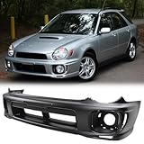 FREEMOTOR802 Compatible with 2002-2003 Subaru Impreza WRX Sedan Wagon Front Bumper Conversion Kit, OE Style Unpainted Black Front Bumper Cover Fascia Bodykits Replacement