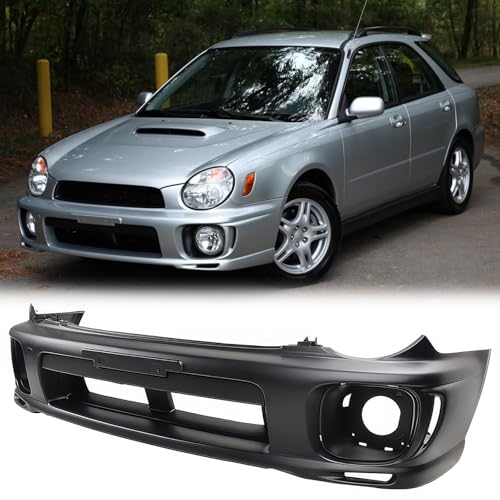 FREEMOTOR802 Compatible with 2002-2003 Subaru Impreza WRX Sedan Wagon Front Bumper Conversion Kit, OE Style Unpainted Black Front Bumper Cover Fascia Bodykits Replacement