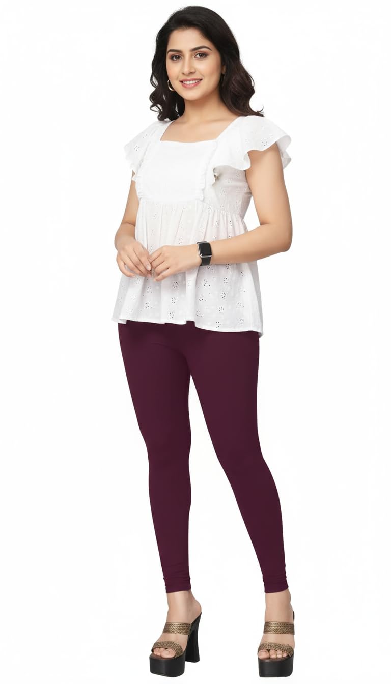 Women's Ultra Soft Cotton Leggings | Stretchable, Slim Fit, Comfortable & Breathable Ankle Length Legging-image-35