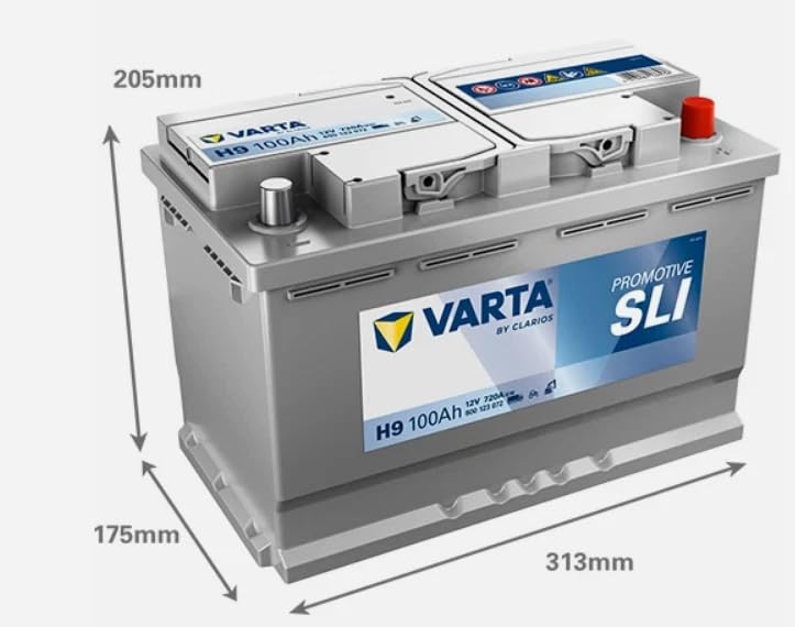 VARTA ProMotive SLI (H9) 12V 100Ah 720A - Batteria al piombo-acido robusta per veicoli commerciali antivibrazione - Batteria avviamento con potenza affidabile - per esigenze energetiche elevate