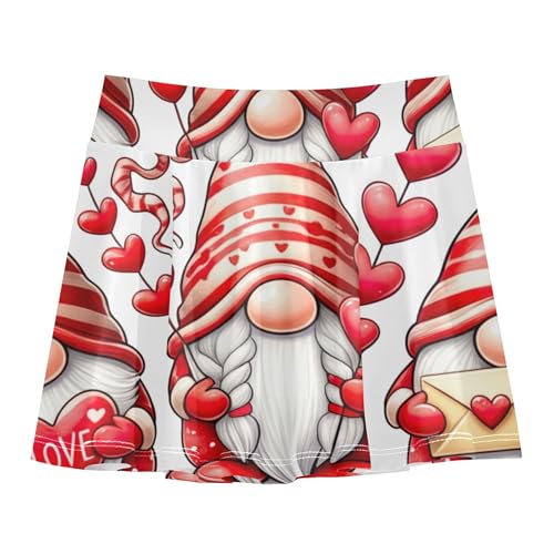 Festive Gnomes Valentine Girls Skorts Athletic Shorts Tennis Skirts for Kids Kid Teen Pleated 3t