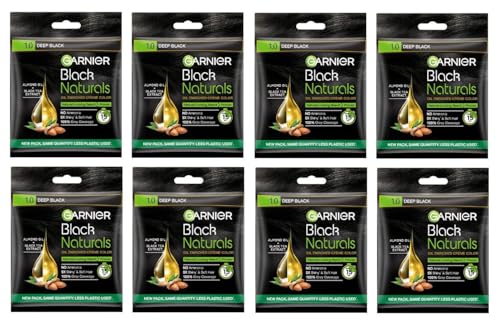 Garnier Black Naturals Hair Color No.1 Deep Black 20ml + 20gm (PACK OF 8)