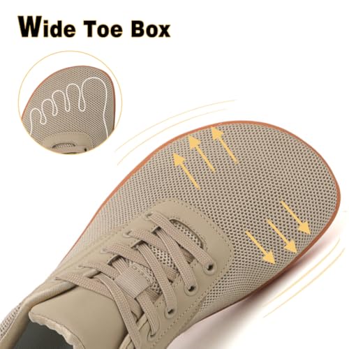 ZEPYFXIT Chaussures Pieds Nus Femme Homme Barefoot Shoes Minimaliste Antidérapant Chaussures de Trail Fitness avec Bout Large(Kaki 8814,43 EU) – vue 4