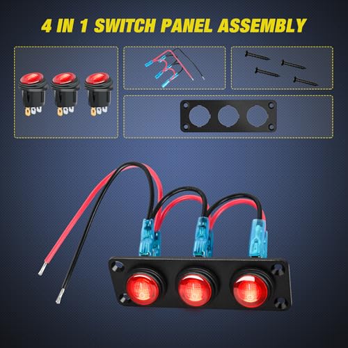 Image of Nilight 3 Gang Rocker Toggle Switch Panel Waterproof