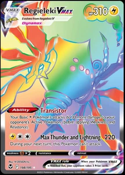 Regieleki Vstar 198/195- Silver Tempest - Full Art Rainbow - Pokemon Secret Rare