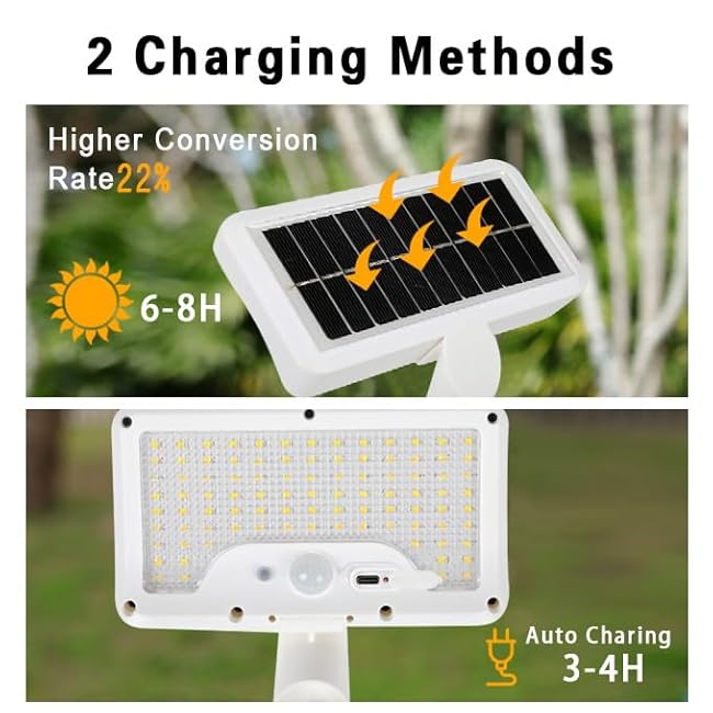 Solar Light for Outdoor Stairs - Waterproof Clip & Stand Light, 92 LEDs Motion Sensor, Deck Fence Camping Lighting (1Pack)