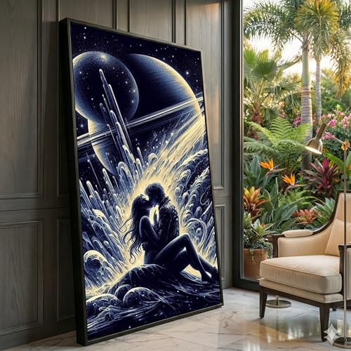Toile art romantique espace cadeau idéal anniversaire couple