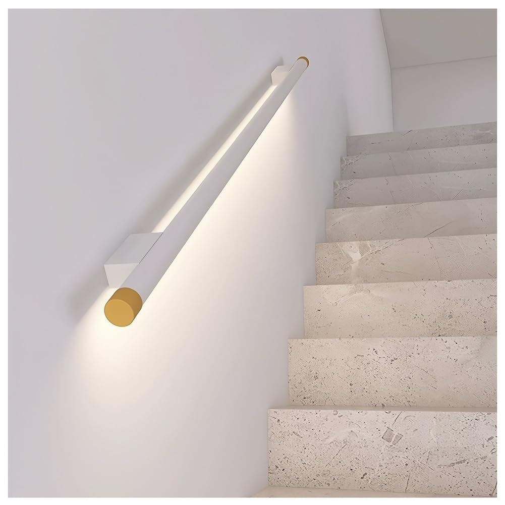 Rampe d'escalier LED anti-chute en aluminium blanc avec détecteur de mouvement pour couloir