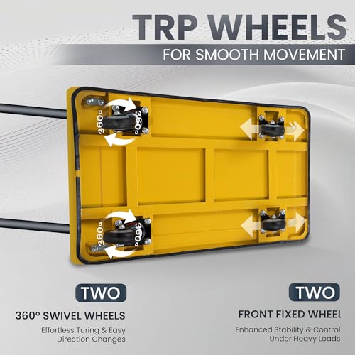 Image of Robustt 200 Kg Heavy-Duty Metal Foldable Platform Trolley (Yellow) | Hand Truck with 360 Rotating Wheels & Cushioned Grip | Material Handling Cart for Home, Office, Warehouse & Industrial Use