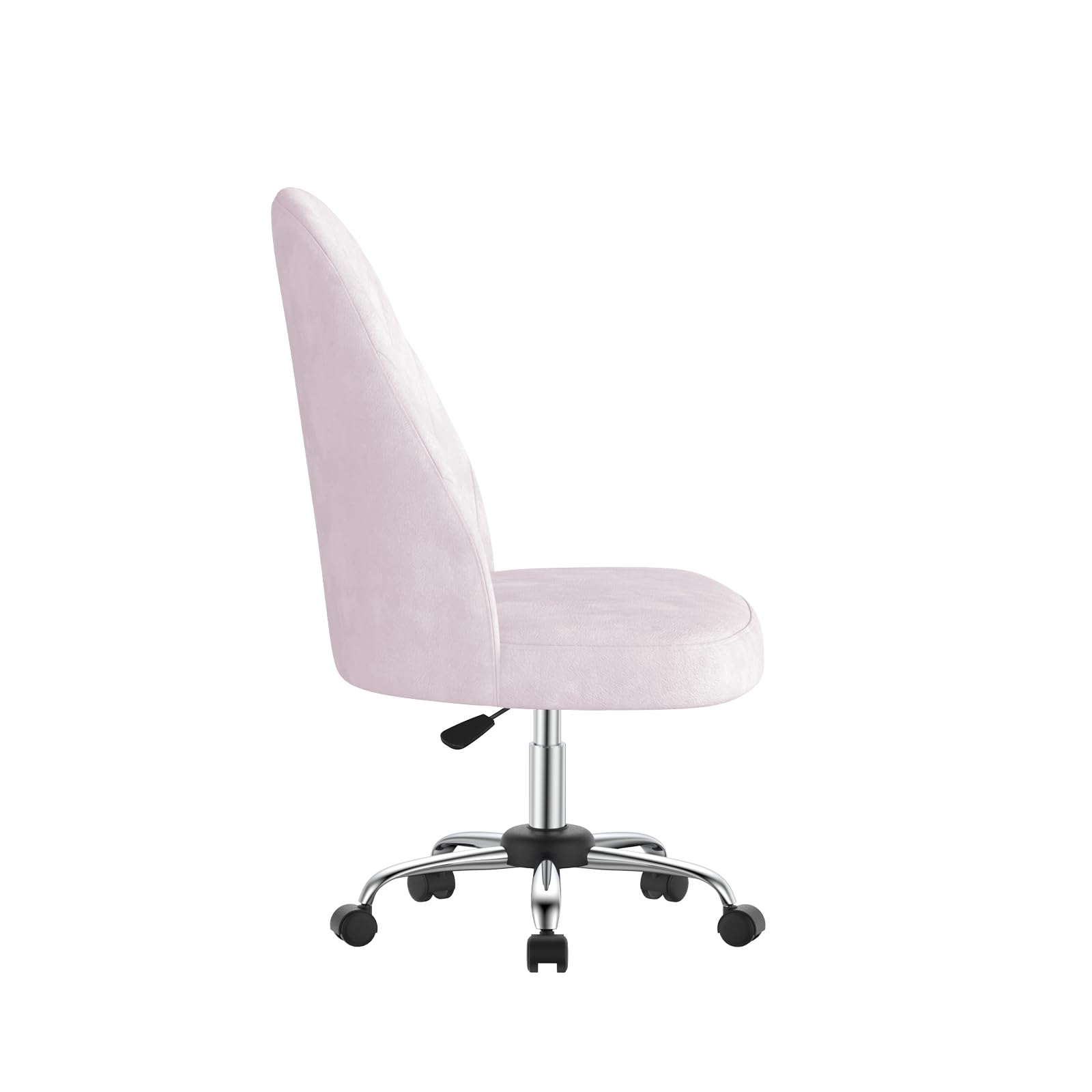 naspaluro Sedia da Ufficio Sedia Vanity, Sedia da Camera in Velluto, Sedie da Camera Senza Braccioli Con Ruote, Sedia da Ufficio per Casa, Sedie Morbida Regolabile in Altezza, Per Camere Letto,Rosa