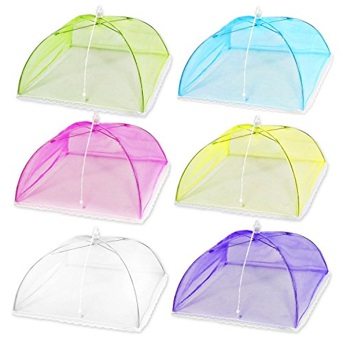 (6 Pack) Esfun 17" Colored Mesh Screen Food Cover Tents for Outdoors, Reusable