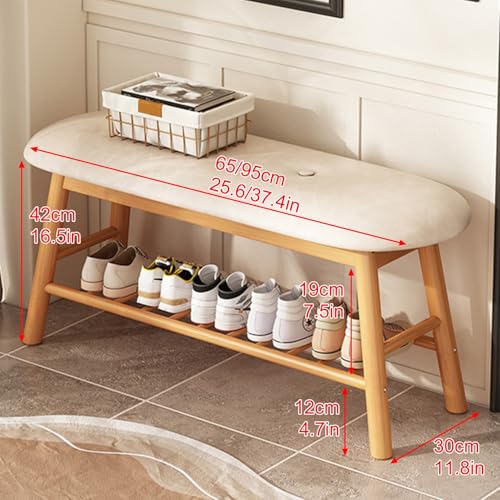 Banc à chaussures blanc style ferme 95x42 cm avec assise rembourrée pour entrée - 2